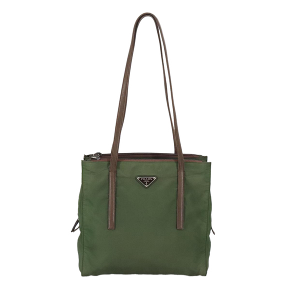 PRADA Shoulder Bag Nylon Leather Khaki Brown Silver Auth bs20160 - Picture 13 of 16